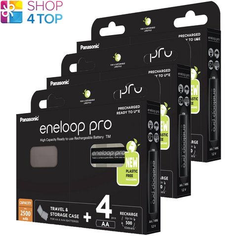 12 Panasonic Eneloop Pro Rechargeable Aa Hr6 Batteries Storage Case 1.2V 2500Mah