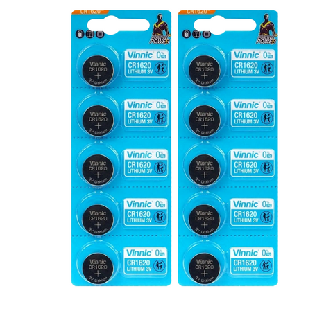 10x Vinnic CR1620 3V Lithium Coin Button Cell Batteries for Watches & Toys