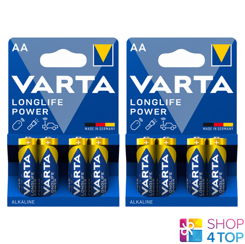 8 Varta Longlife Power Aa Lr6 Alkaline Batteries Mn1500 1.5V Stilo 4Bl NEW