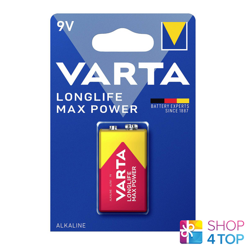 Varta Longlife Max Power 9V Alkaline Battery 6LR61 MN1604 Smoke Alarm