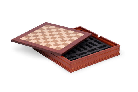 Italfama Walnut Maple Chess Board 28cm with Storage Box Made in Italy
