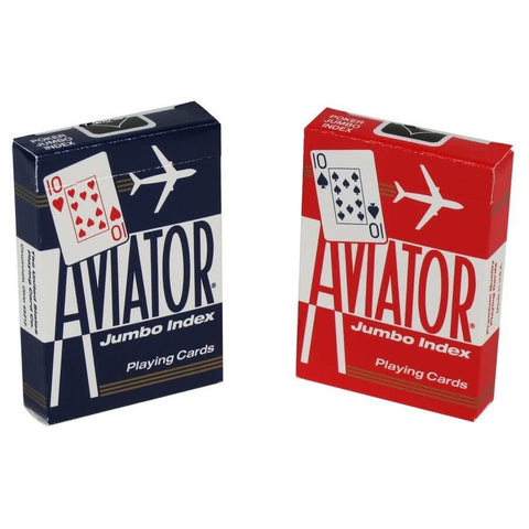 4 Decks Aviator Jumbo Index Poker Playing Cards 2 Red 2 Blue Magic Tricks NEW