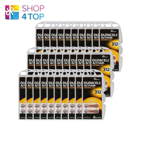 180 Duracell Activair 312 Hearing Aid Batteries Zinc Air 1.45V Mercury Free NEW