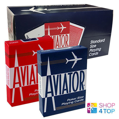 12 Decks Aviator Standard Index Playing Cards 6 Red 6 Blue Sealed Box USpcc NEW