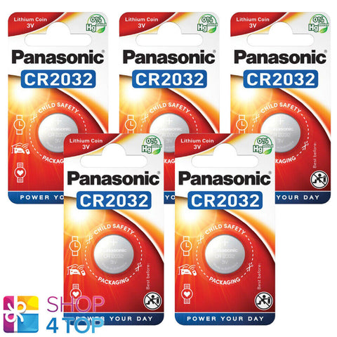 5 Panasonic Cr2032 Lithium Battery 3V Cell Coin Button 1Bl Blister Exp 2034 NEW