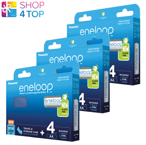 12 Panasonic Eneloop Rechargeable Aa Hr6 Batteries Storage Case 1.2V 2000Mah NEW