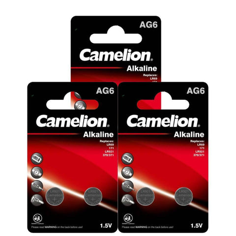 6x Camelion LR921 AG6 371 Alkaline Button Cell Batteries 1.5V No Mercury