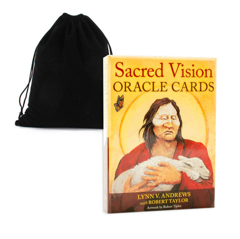 Sacred Vision Oracle Cards Deck with Guidebook & Velvet Bag Shamanic