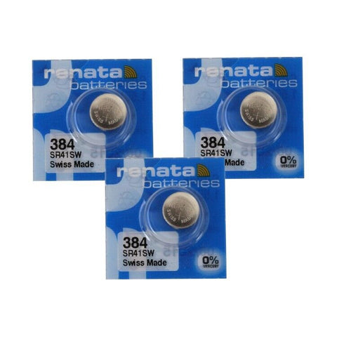 3 Renata 384 Silver Oxide Batteries 1.55V Cell Button Coin Sr41Sw Expiry 2025