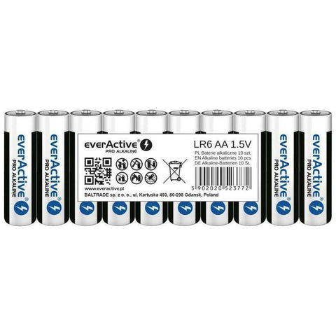 10x EverActive Pro AA LR6 1.5V Alkaline Batteries Mignon High Power