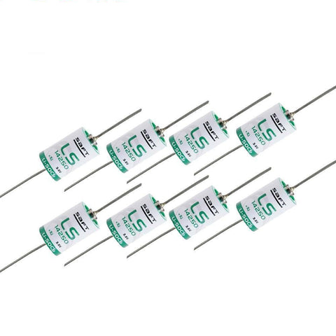 8x Saft LS14250 CR1/2 AA 3.6V 1200mAh Lithium Battery with Axial Leads