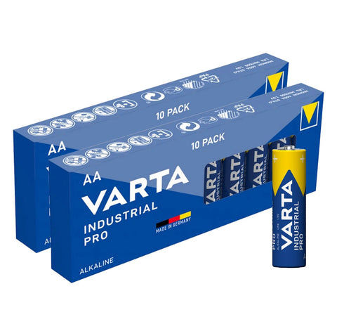 20x Varta Industrial AA Alkaline Batteries 1.5V LR6 R6 MN1500 E91