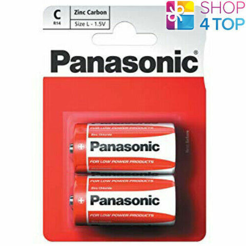 2x Panasonic C 1.5V Zinc Carbon Batteries LR14 MN1400 Baby Size
