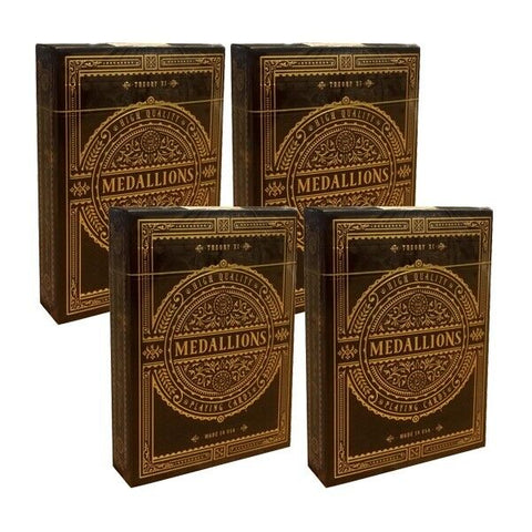 4x Decks Medallions Theory 11 Playing Cards Deck Brown Gold Magic Tricks Sealed