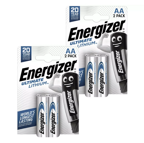 4x Energizer Ultimate Lithium AA L91 1.5V Batteries Long Lasting