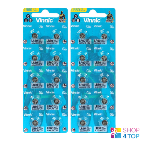 20x Vinnic L621 AG1 LR620 1.5V Alkaline Button Cell Watch Batteries