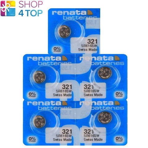 5 Renata 321 Sr616Sw Batteries Silver 1.55V Sr65 Watch Swiss Made NEW
