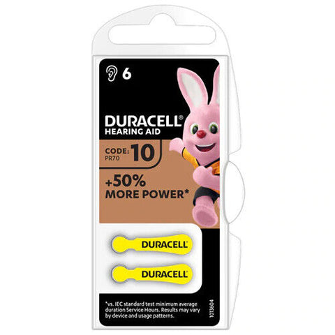 60 Duracell Easytab Size 10 Hearing Aid Batteries Zinc Air Pr70 6Bl  NEW