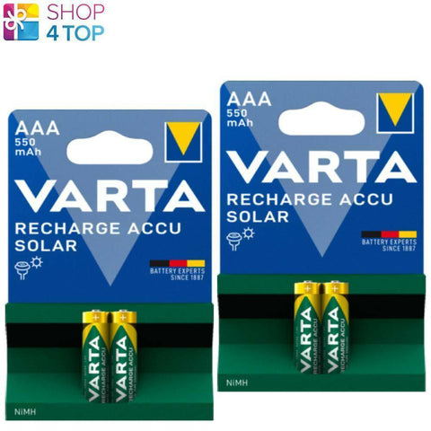 4 Varta Recharge Accu Solar Aaa Batteries Lr03 550Mah Nimh 2Bl Hr03 1.2V NEW