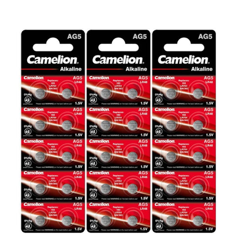 30x Camelion LR754 AG5 Alkaline Button Cell Batteries 1.5V Mercury Free
