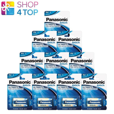 10 Panasonic 9V Evolta Batteries Alkaline Ultimate 6Lr61 Long Lasting 1Bl NEW
