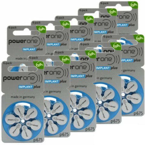 60x Power One Varta 675 PR44 Implant Hearing Aid Batteries 1.45V