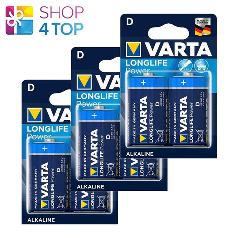 6 Varta Longlife Power D Lr20 Alkaline Batteries 1.5V Mono R20 Mn1300 Am1 E95