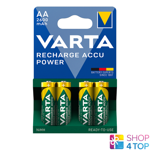 4x Varta Recharge Accu Power AA 2600mAh 1.2V NiMH Rechargeable Batteries