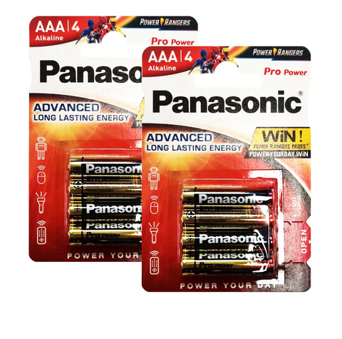 8x Panasonic Pro Power AAA LR03 Alkaline 1.5V Batteries Retail Pack