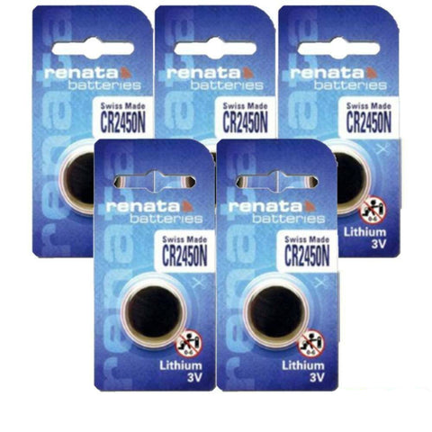 5x Renata CR2450N 3V Lithium Coin Cell Batteries DL2450 Swiss Made