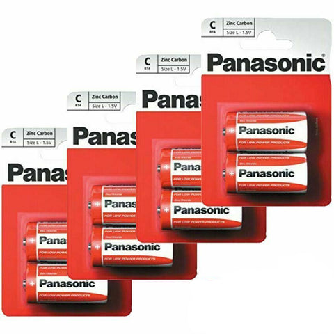 8x Panasonic C LR14 1.5V Zinc Carbon Batteries MN1400 E93 Baby Size
