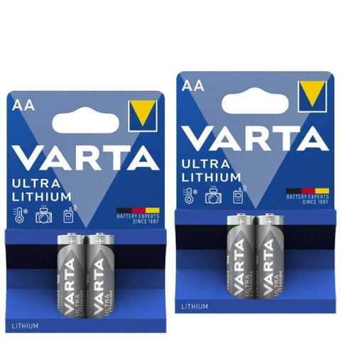 4x Varta Ultra Lithium AA LR6 1.5V Batteries FR14505 Mignon High Power