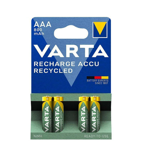 4x Varta Recharge Accu Recycled AAA NiMH Batteries 800mAh 1.2V