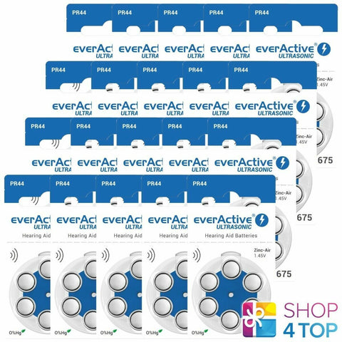120x EverActive Size 675 PR44 Hearing Aid Batteries 1.45V Zinc Air