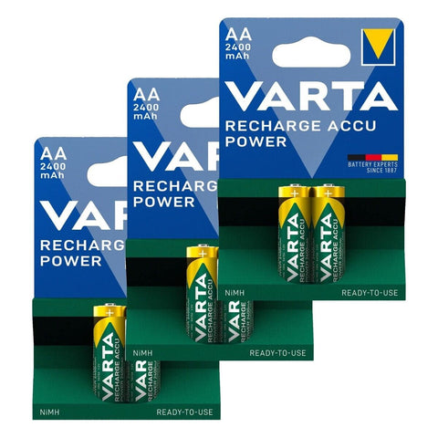 6x Varta AA 2400mAh NiMH Rechargeable Batteries Accu Power 1.2V