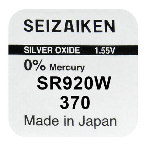 2x Seiko Seizaiken 370 SR920W SR69 Silver Oxide 1.55V Watch Batteries