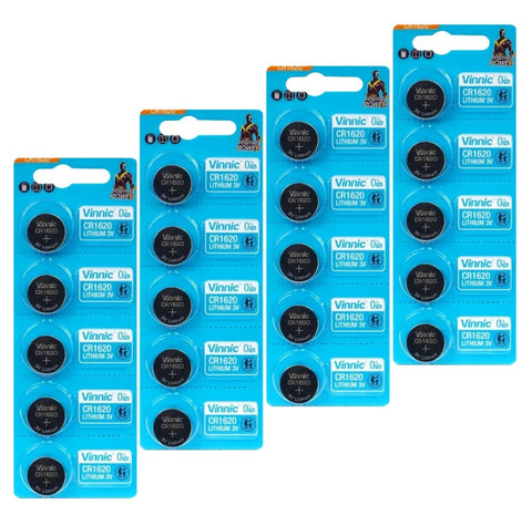 20x Vinnic CR1620 3V Lithium Coin Cell Button Batteries for Watches