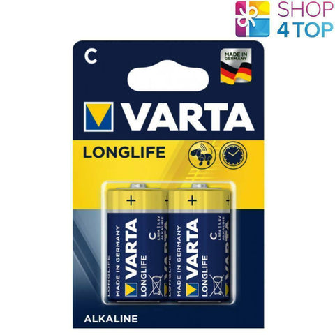 2x Varta Longlife C LR14 1.5V Alkaline Batteries Baby R14 MN1400 E93