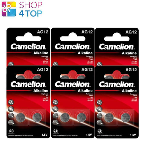 12x Camelion LR43 AG12 1.5V Alkaline Button Batteries LR1142 386 301