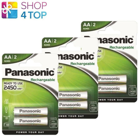 6x Panasonic AA 2450mAh NiMH Rechargeable Batteries 1.2V Ready to Use