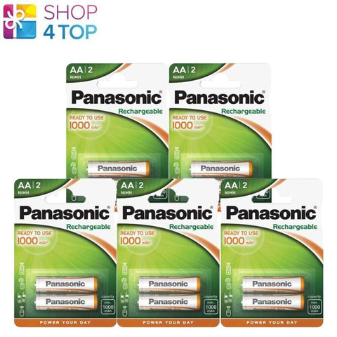10 Panasonic Rechargeable Aa Ready To USe Batteries 1000Mah Nimh 1.2V 2Bl NEW