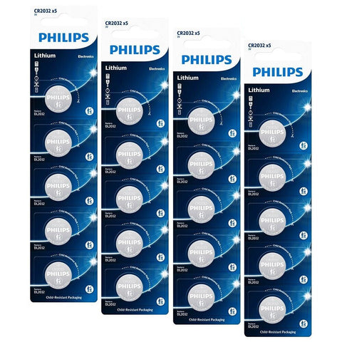 20x Philips CR2032 3V Lithium Coin Cell Batteries DL2032 Watch Remote