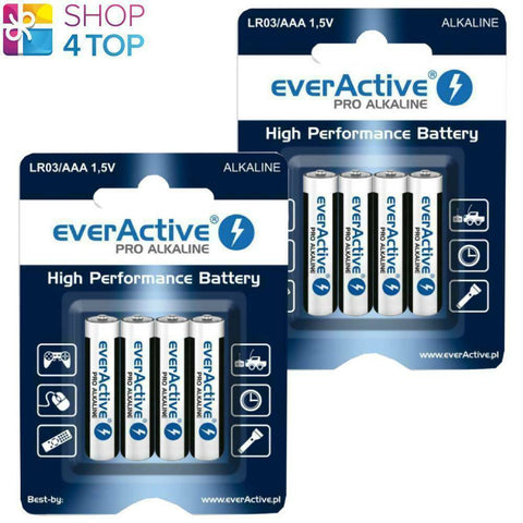 8x EverActive Pro AAA LR03 1.5V Alkaline Batteries Long Lasting