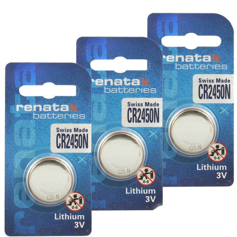 3x Renata CR2450N 3V Lithium Coin Cell Batteries Swiss Made DL2450