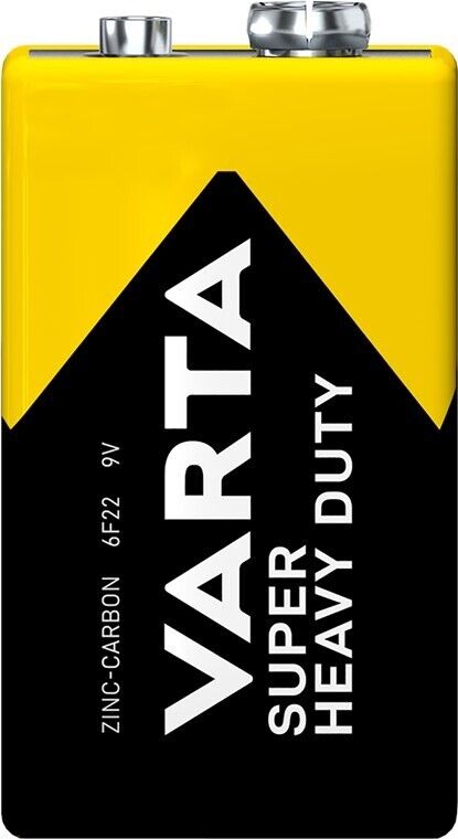 2x Varta Super Heavy Duty 9V Zinc-Carbon Battery E-Block 6F22