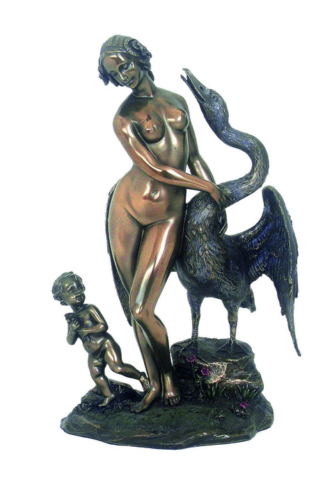 Leonardo da Vinci Leda and the Swan Bronze Resin Statue 25cm Italfama