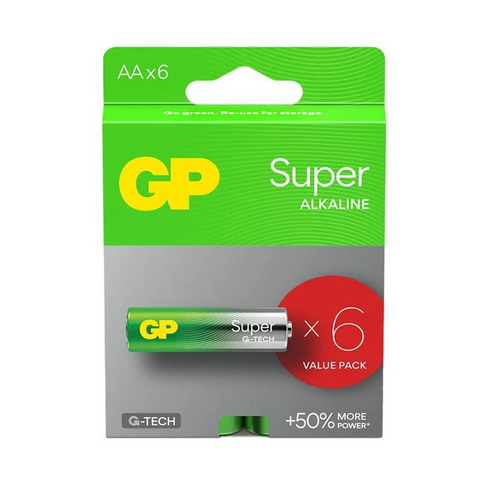18 Gp Super Alkaline Aa Batteries G-Tech Lr6 1.5V No Mercury 6Bl Pack Exp 2033