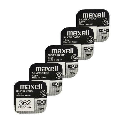 5x Maxell 362 361 SR721SW 1.55V Silver Oxide Watch Batteries