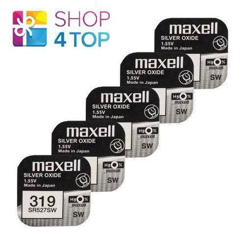 5x Maxell 319 SR527SW 1.55V Silver Oxide Watch Batteries SR64 Japan