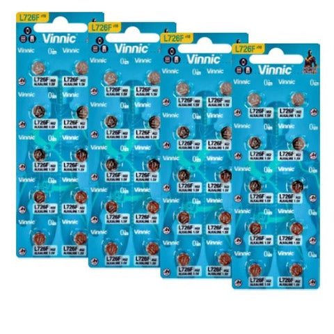 40x Vinnic L726 1.5V Alkaline AG2 396 Button Cell Watch Batteries